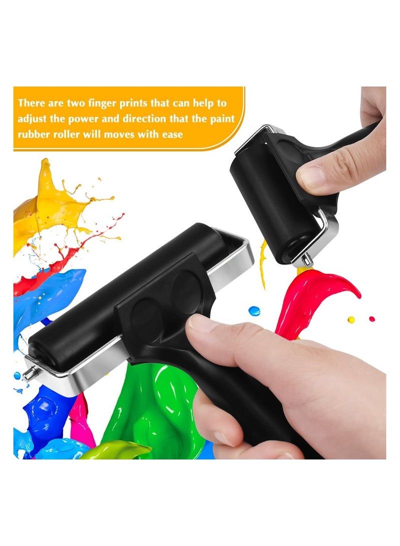 SYOSI Rubber Brayer Roller Set, 2 PCS Ink Printing and Glue Roller, Soft Rubber Rollers for Printmaking, Stamping, Scrapbooks, and Screen Printing, Easy-Grip Handle, 10cm & 6cm - Image 4