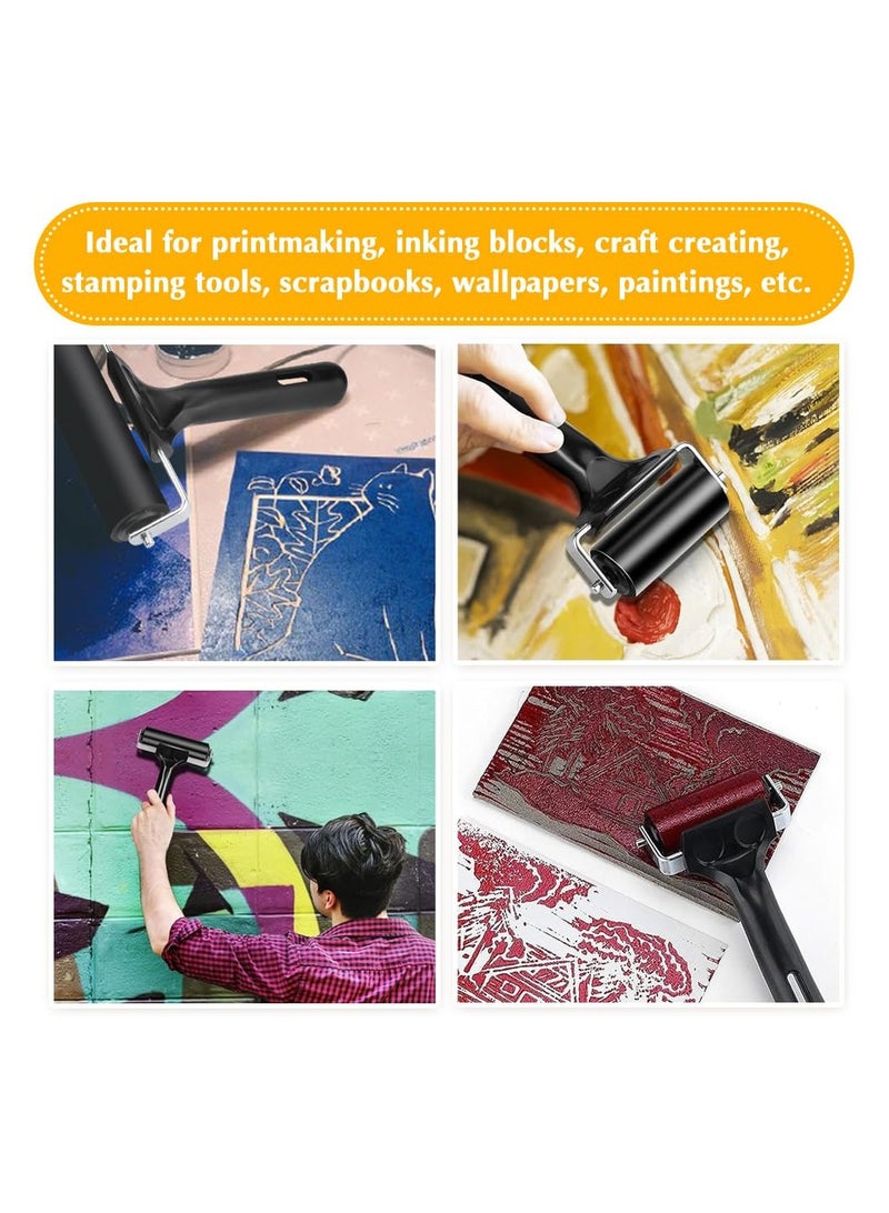 SYOSI Rubber Brayer Roller Set, 2 PCS Ink Printing and Glue Roller, Soft Rubber Rollers for Printmaking, Stamping, Scrapbooks, and Screen Printing, Easy-Grip Handle, 10cm & 6cm - Image 5