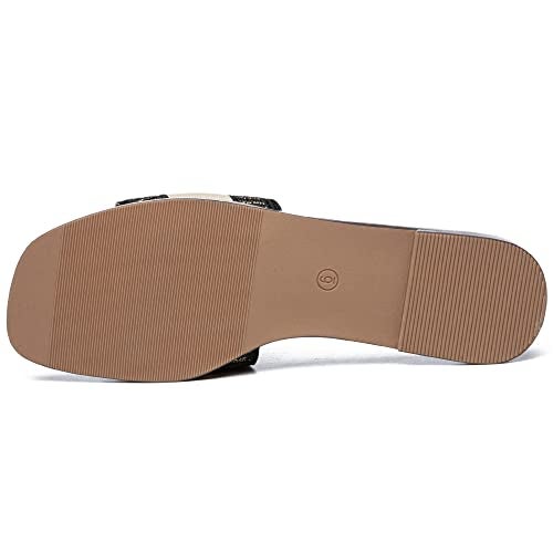 Athlefit Women's Slides Summer Fashion Slip On Flat Sandals Dressy Black Multi Size 5.5 - Image 4