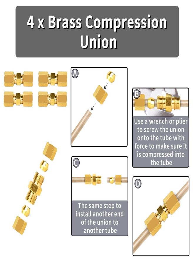MuHize Brake Line - Copper-nickel 1/4 Inch Brake Line with 16 fittings and 4 Flared Tubes(2 Bubble Flared and 2 Double Flared), 20 Ft. of Brake Line Replacement Kit with Brass Compression Unions - Image 5