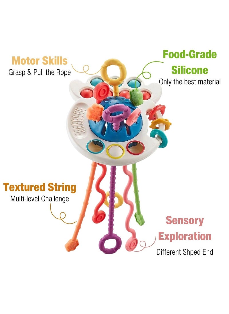 Mr. Penda Baby Montessori Sensory Teething Toy, Infants Push and Pull Toy, Kids Silicone Pull String Toy, Developmental Activity Teether Toy for Boys and Girls 6+ Months (Random Color)  - Image 2