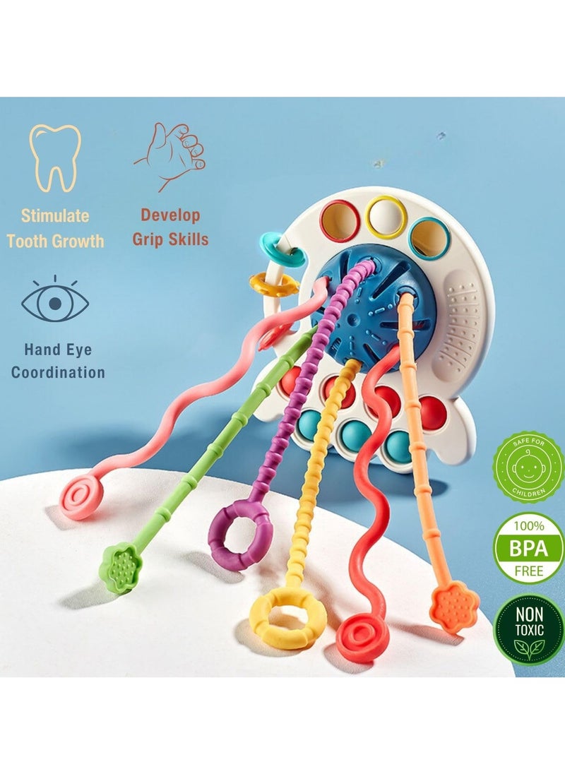 Mr. Penda Baby Montessori Sensory Teething Toy, Infants Push and Pull Toy, Kids Silicone Pull String Toy, Developmental Activity Teether Toy for Boys and Girls 6+ Months (Random Color)  - Image 4