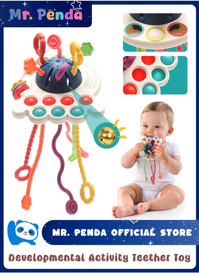 Mr. Penda Baby Montessori Sensory Teething Toy, Infants Push and Pull Toy, Kids Silicone Pull String Toy, Developmental Activity Teether Toy for Boys and Girls 6+ Months (Random Color)  - Image 1