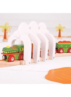 Bigjigs Toys Bigjigs Rail Wooden Dinosaur Railway Engine and Train Cars  - Image 3