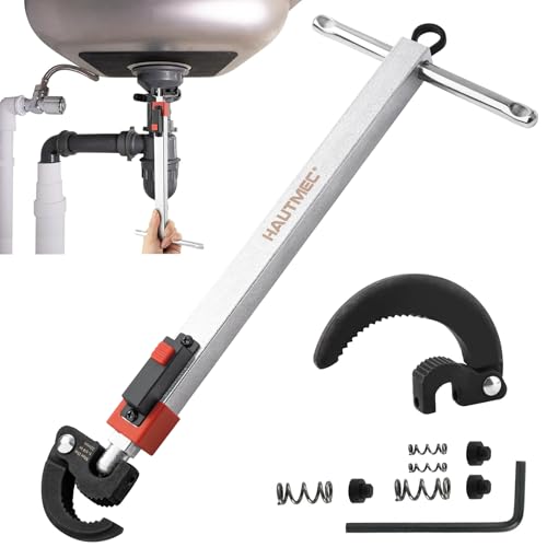 HAUTMEC 11-18inch Telescoping Basin Wrench, Sink Faucet Wrench for Tight Spaces with Replaceable Jaws Capacity 1-1/4''to 2-1/2", Plumber Wrenches for Faucet Hex Nuts Install and Repair Under Sink - Image 1