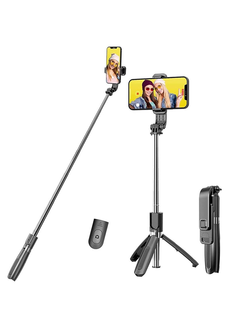 Portable Selfie Stick Tripod with Detachable Wireless Remote, 3 in 1 Extendable Selfie Stick Phone Holder for iPhone 13/12/12 Pro/12 Pro Max/11/11 Pro/X/XR/XS/8/7/6S, Android Smartphone - Image 1