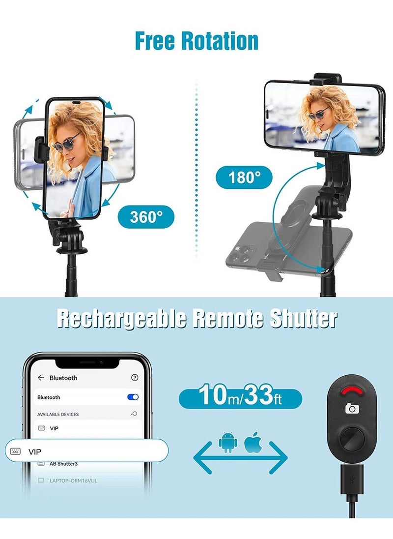 Portable Selfie Stick Tripod with Detachable Wireless Remote, 3 in 1 Extendable Selfie Stick Phone Holder for iPhone 13/12/12 Pro/12 Pro Max/11/11 Pro/X/XR/XS/8/7/6S, Android Smartphone - Image 5