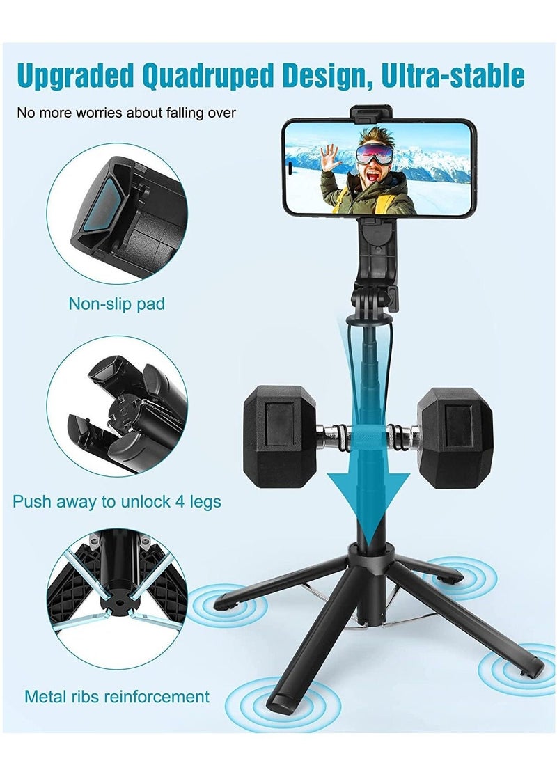 Portable Selfie Stick Tripod with Detachable Wireless Remote, 3 in 1 Extendable Selfie Stick Phone Holder for iPhone 13/12/12 Pro/12 Pro Max/11/11 Pro/X/XR/XS/8/7/6S, Android Smartphone - Image 2