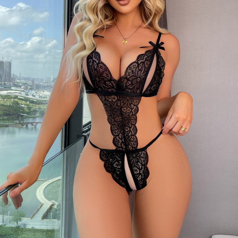 European and American Export Push-Up Sexy Lingerie Pajamas Cut Out Backless Jumpsuit Adult Sexy Temptation Uniform Set - Image 3