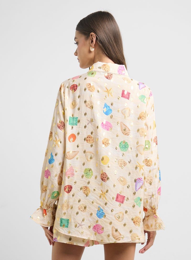 Never fully Dressed Printed Button Down Shirt - Image 2