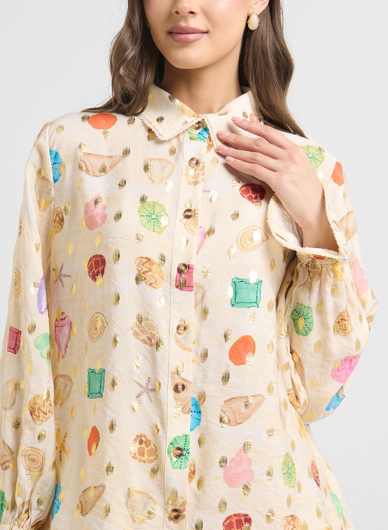 Never fully Dressed Printed Button Down Shirt - Image 3