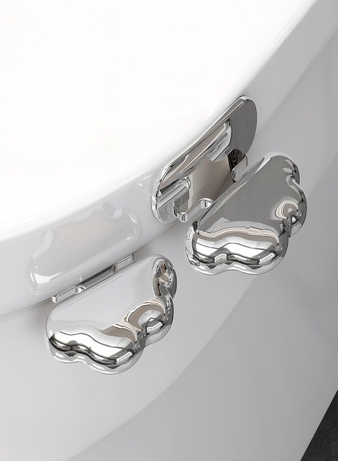 werdecade 2Pcs Toilet Seat Lid Lifter Self Adhesive ABS Cute Clouds Toilet Seat Holder Lift for Toilet Lid,Drawers,Bathroom,Home Decor,Office (Silver) - Image 3