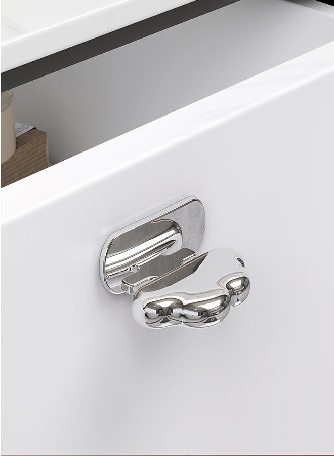 werdecade 2Pcs Toilet Seat Lid Lifter Self Adhesive ABS Cute Clouds Toilet Seat Holder Lift for Toilet Lid,Drawers,Bathroom,Home Decor,Office (Silver) - Image 4