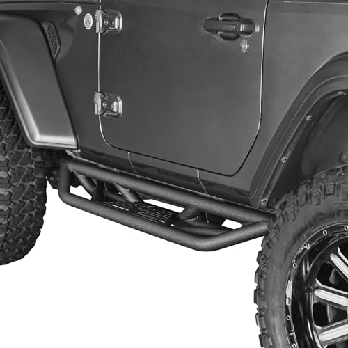 Hooke Road JL 2 Doors Side Steps Running Boards Tubular Nerf Step Bar Armor Rock Slider Rail for Jeep Wrangler JL 2018 2019 2020 2021 2022 2023 2024 2025 - Image 3