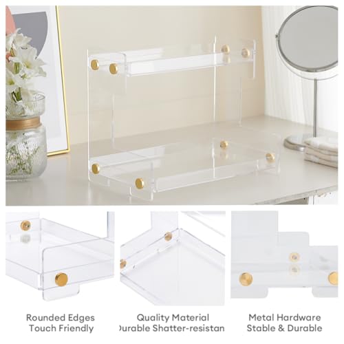 Hiendure Bathroom Counter Organizer 2-Tier Bathroom Organizer Countertop Cosmetics Organizer Vanity Storage Shelf Rack for Bathroom Bedroom Kitchen - Image 4