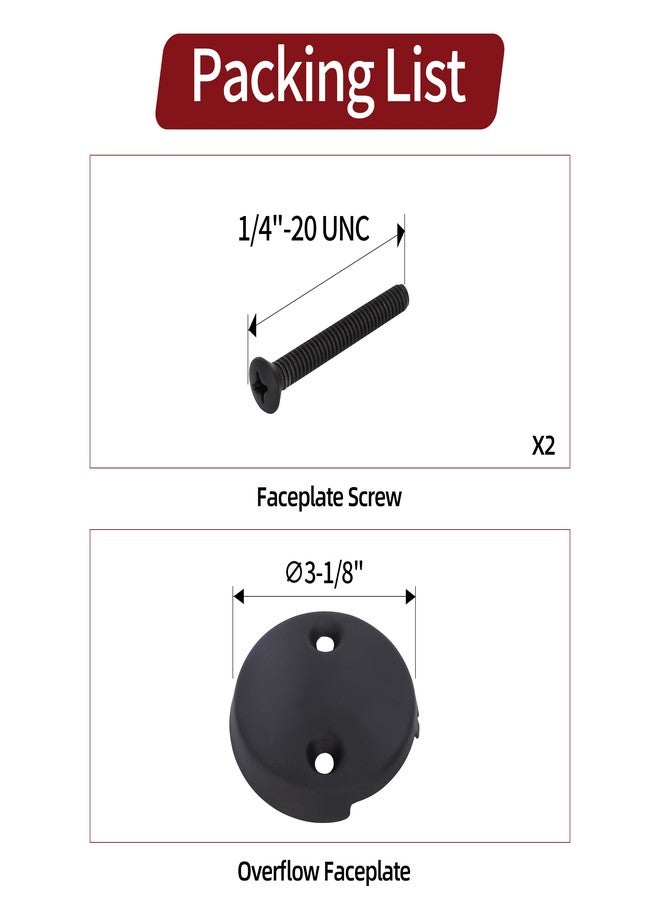 PRIMSOPH Two Hole Overflow Faceplate Tub Drain Trim Kit Conversion Kit Assembly Universal Fine Coarse Thread Replacement Matte Black - Image 5