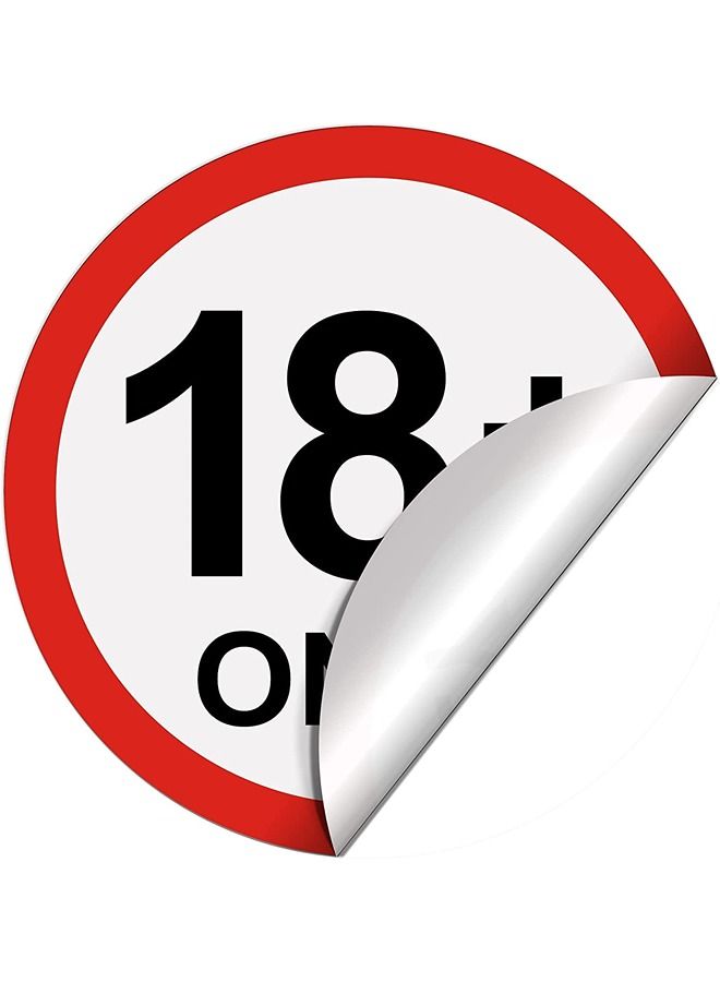 Caution Sign 18 Years and Over Self Adhesive Waterproof Warning Sticker  - Image 1