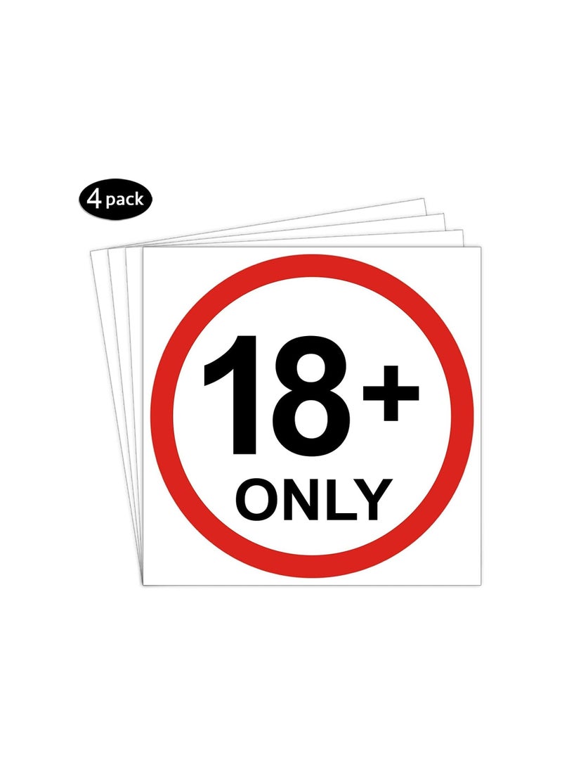 Caution Sign 18 Years and Over Self Adhesive Waterproof Warning Sticker  - Image 3
