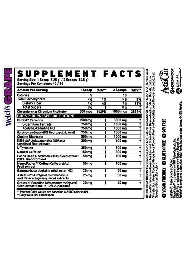 Ghost - Ghost Burn Black Welch`s Grape 40 Servings 290g - Image 1