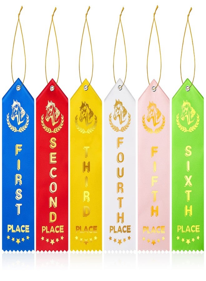 Janmercy 150 Pcs Horse Show Award Ribbons, 1st - 6th Place Flat Carded Set, Participation Ribbon with Event Card and Rope, Winner Recognition Ribbons for Competition, Sports Event, Contest Ornaments - Image 1