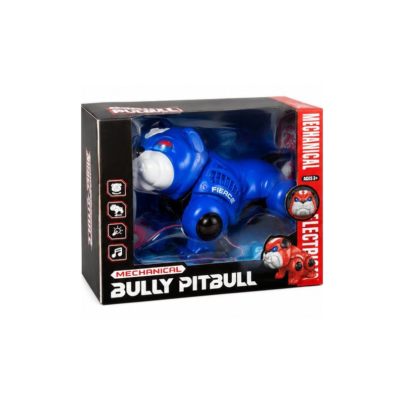 Mechanical Bully Pitbull Robot Dog Toy for Kids, Blue, Interactive Electronic Pet with Lights and Sounds - Image 1