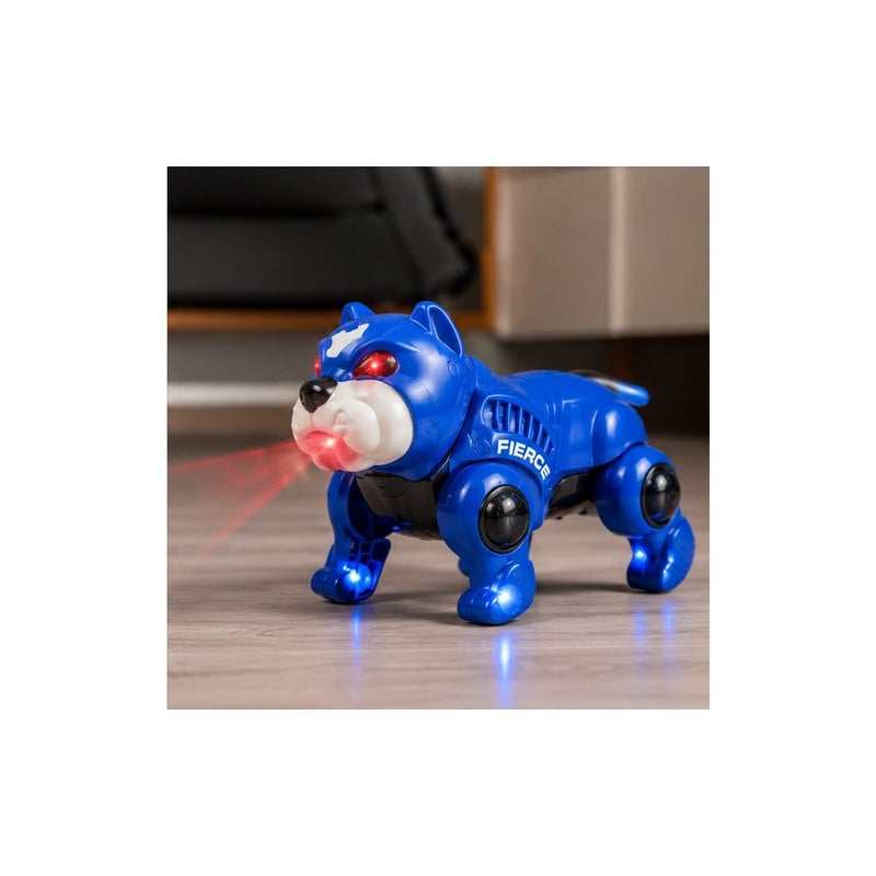Mechanical Bully Pitbull Robot Dog Toy for Kids, Blue, Interactive Electronic Pet with Lights and Sounds - Image 4