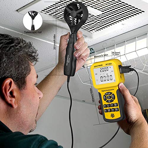 AOPUTTRIVER Pro HVAC Anemometer Handheld CFM Meter Wind Speed Meter with USB Data Export to PC Max/Avg/Min Functions for Measuring Wind Speed Air Velocity, Wind Temp AP-856A - Image 4