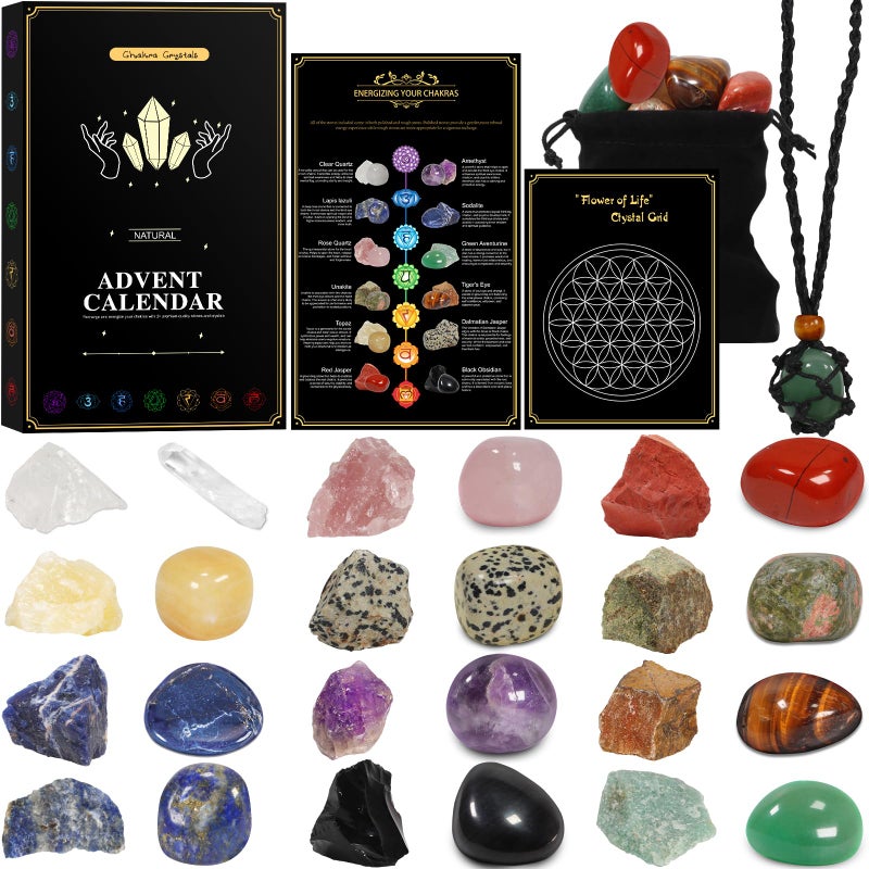 Pukamam Crystal Advent Calendar 2025 Adult Rock Healing Gemstone 24 Days Christmas Countdown calendar