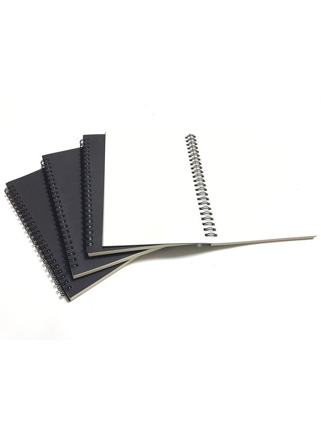 VEEPPO VEEPPO Spiral Sketch Notebook Pack Black Kraft Cardboard Cover White Blank Paper Wirebound Journal/Diary/Diy Album/Scrapbook Notebook (Black Cover+ White Paper-Pack Of 4, 14 X 21Cm), 100 Pages  - Image 4