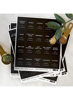 140 Kitchen Pantry Labels for Containers Minimalist Preprinted Farmhouse Style Black Matte Sticker White Text Waterproof Stickers Organization labels for Jars Canisters  Storage Bins