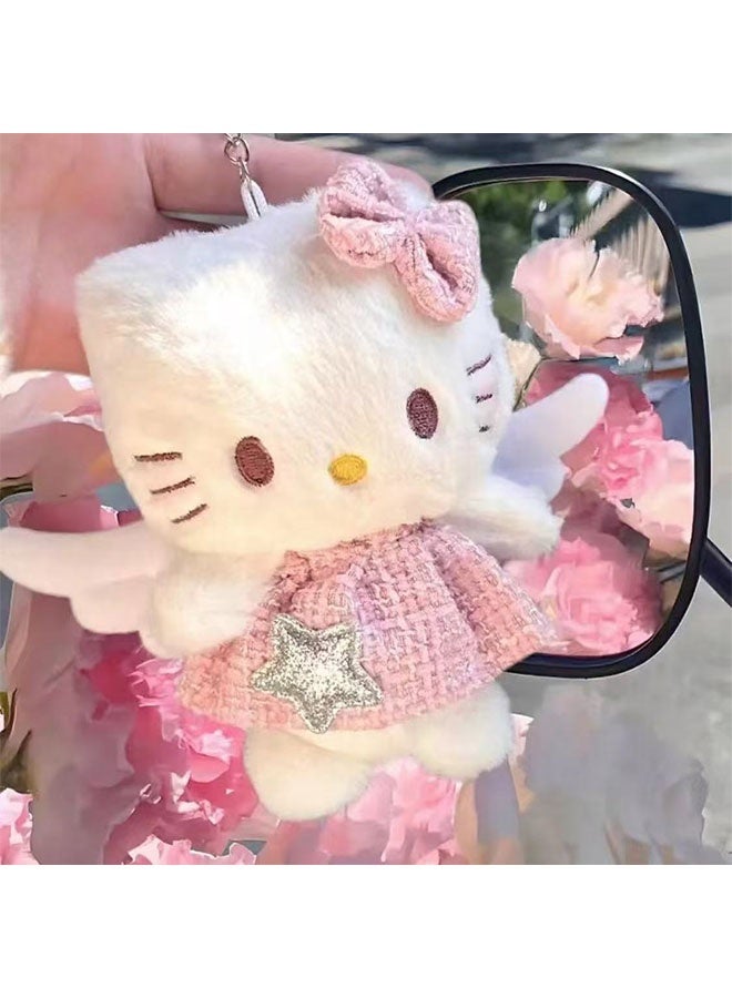 Hello Kitty Cute Plush Toy Doll Keychain Short Plush Bear Outfit 12cm Plush Doll Backpack, Car, Stationery Box Pendant - Image 2