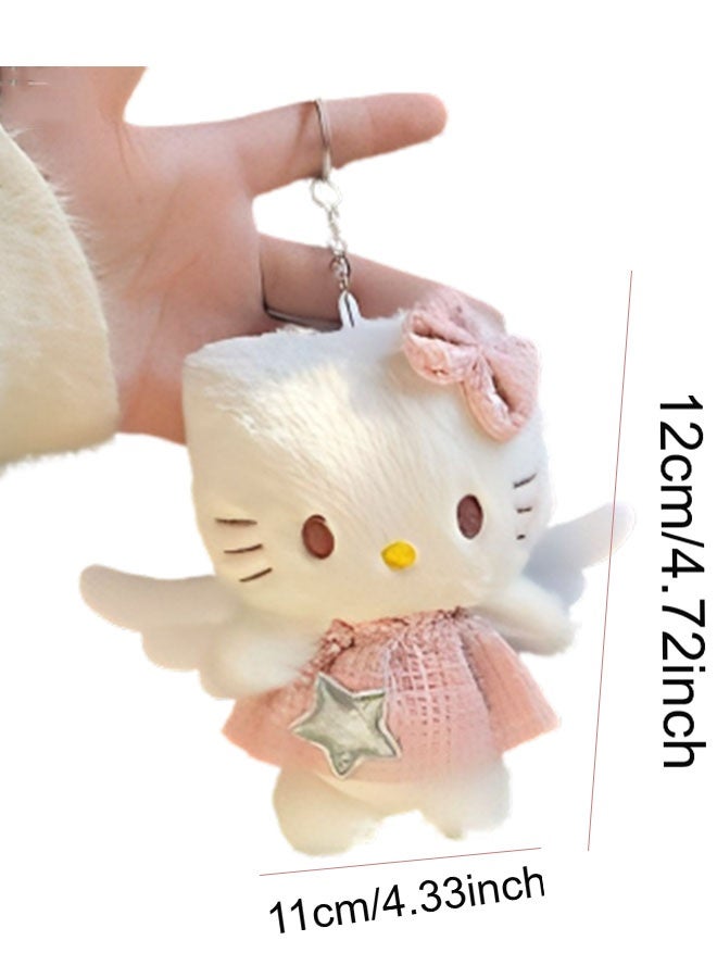 Hello Kitty Cute Plush Toy Doll Keychain Short Plush Bear Outfit 12cm Plush Doll Backpack, Car, Stationery Box Pendant - Image 3