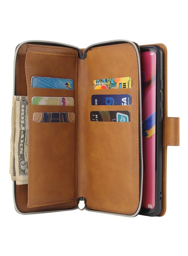 زبون جراب لهاتف Huawei P30 Pro، حقيبة محفظة بسحاب، جراب جلدي PU قلاب أفقي مع حامل و9 فتحات للبطاقات ومحفظة وحبل وإطار للصور - Image 5