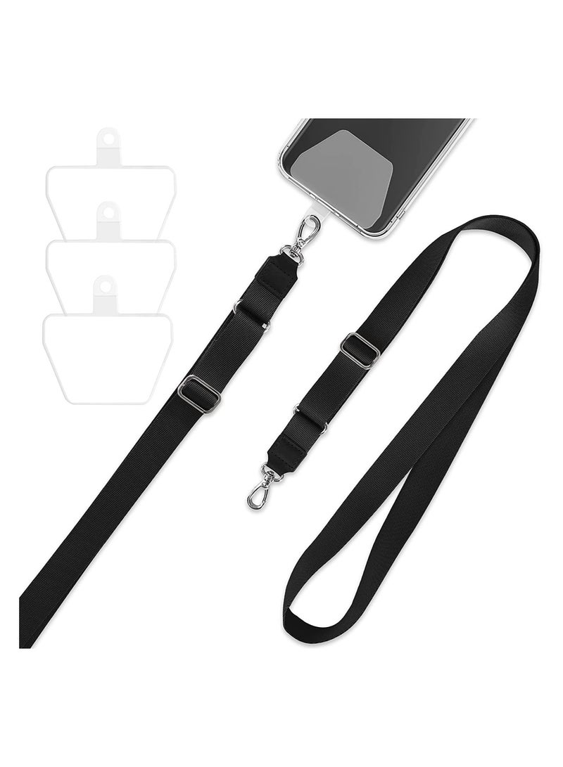 SYOSI Phone Lanyard Wrist and Neck Adjustable Strap Smartphone Chain with 3 Adhesive Tethers Compatible Most Smartphones Black - Image 1