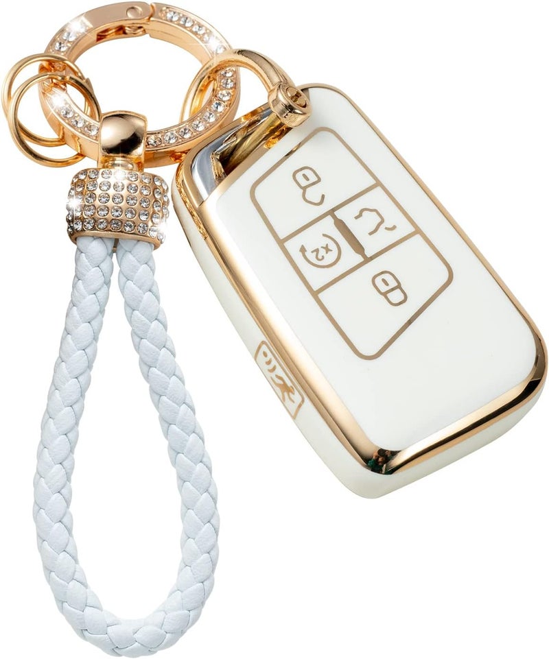 Gematay for VW Volkswagen Key Fob Cover with Keychain Lanyard, Soft TPU Key Fob Protector Shell Compatible with Volkswagen Tiguan Atlas Jetta Passat Golf Alltrack Smart Key Case - Image 1