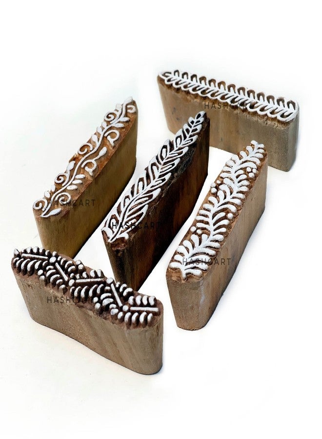 TWOGRAMS Finger Shape Wood Block Print Stamps - Wooden Blocks for Block Printing - Henna Saree Border Scrapbooking Fabric Textile Paper Kids Art Work - TwoGrams | Set of 5 | - Image 2