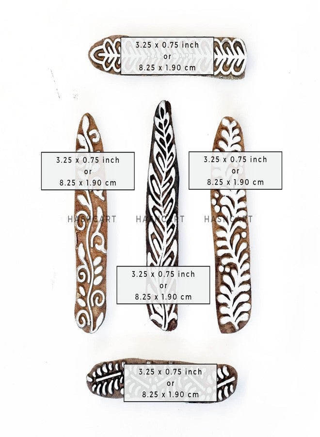 TWOGRAMS Finger Shape Wood Block Print Stamps - Wooden Blocks for Block Printing - Henna Saree Border Scrapbooking Fabric Textile Paper Kids Art Work - TwoGrams | Set of 5 | - Image 4