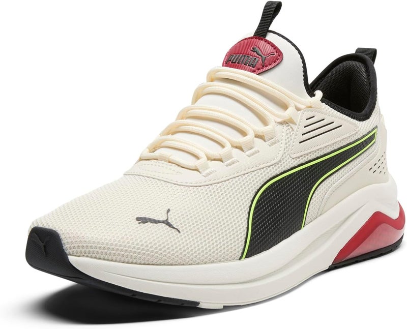 PUMA Men's Amplifier Sneaker, Alpine Snow-Puma Black-Yellow Alert