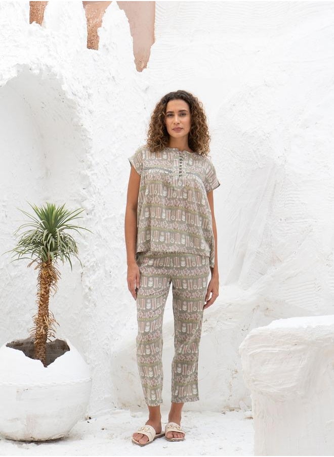 sanskrutihomes Women Pure Cotton Ethnic Motifs Printed Night suit by Styli  - Image 1