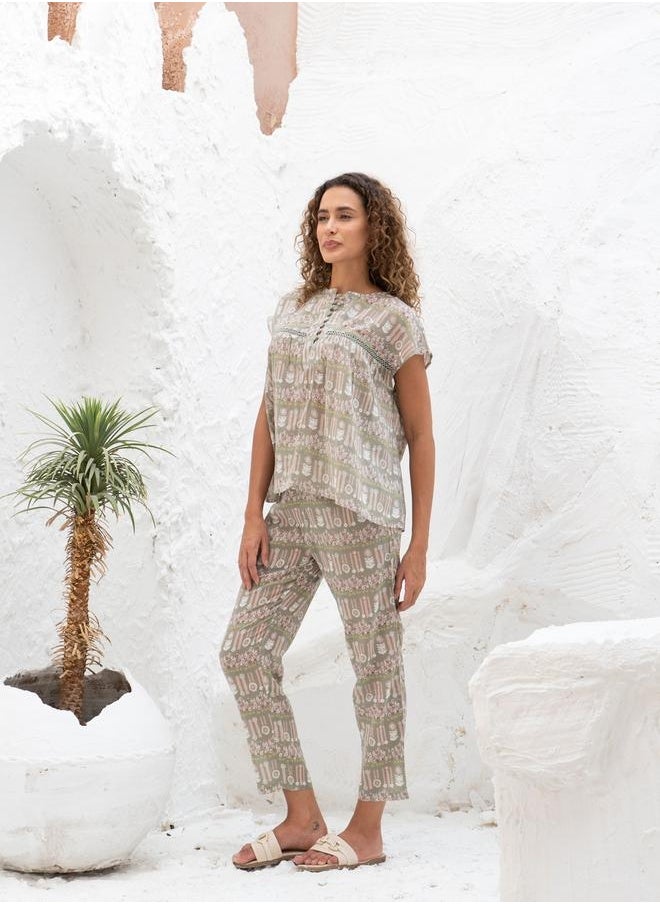 sanskrutihomes Women Pure Cotton Ethnic Motifs Printed Night suit by Styli  - Image 2