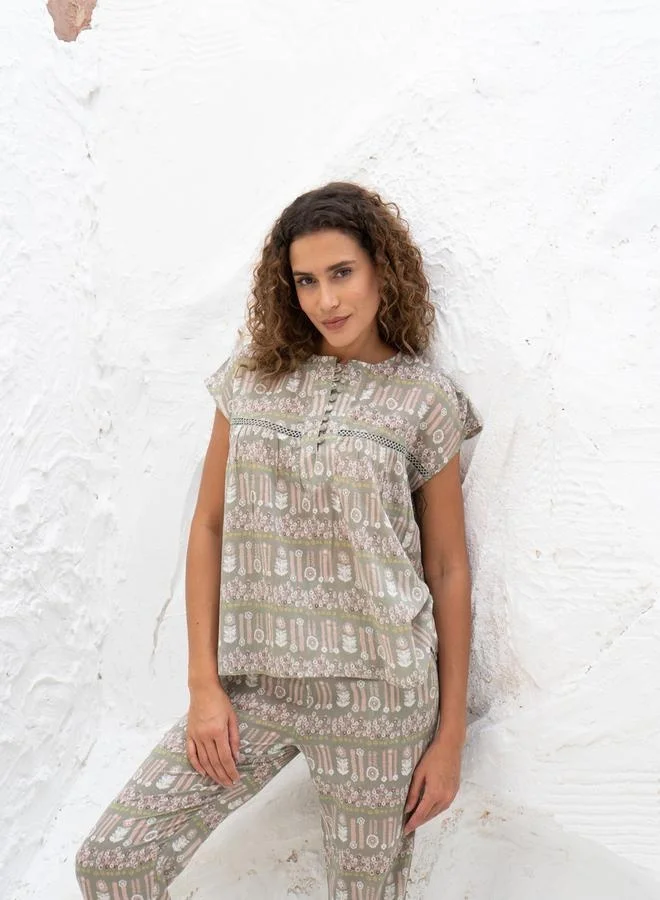 sanskrutihomes sanskrutihomes Floral Print Cotton Top and Pyjama Set