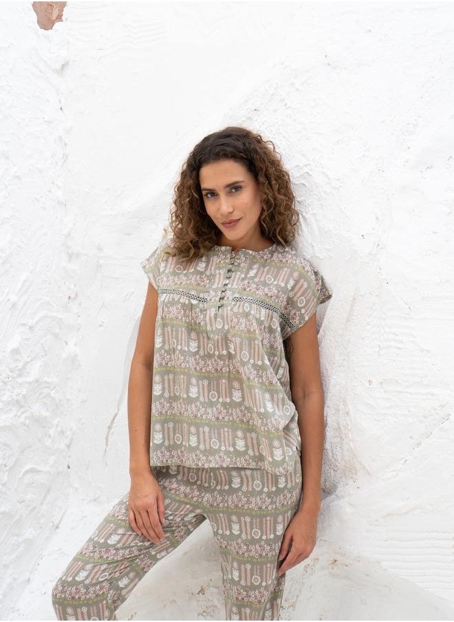 sanskrutihomes Women Pure Cotton Ethnic Motifs Printed Night suit by Styli  - Image 5