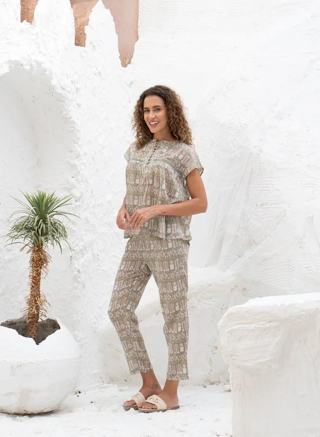 sanskrutihomes sanskrutihomes Floral Print Cotton Top and Pyjama Set