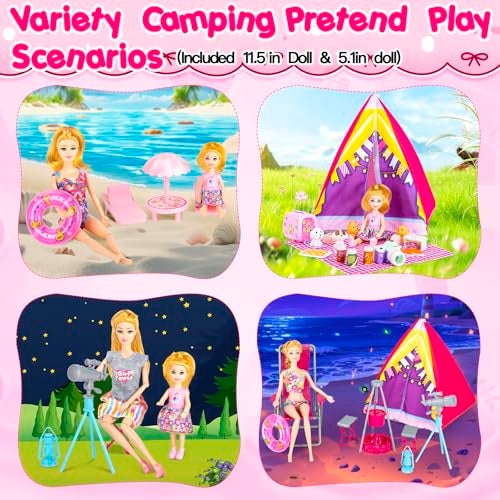 GORISPI 160 Pcs Doll Closet with 115 Inch Doll Clothes and Accessories Set Camping Set Princess Dresses Camping Tent Beach Swim Accessories Set Diving Suit Dress Up Toys for Girls Gift - Image 5