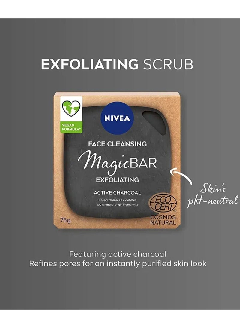 NIVEA MagicBAR Exfoliating Charcoal Face Cleansing Bar (75g), Active Charcoal Face Cleanser, Plastic-Free Facial Cleansing Bar, Facial Cleanser with Recyclable Packaging - Image 5