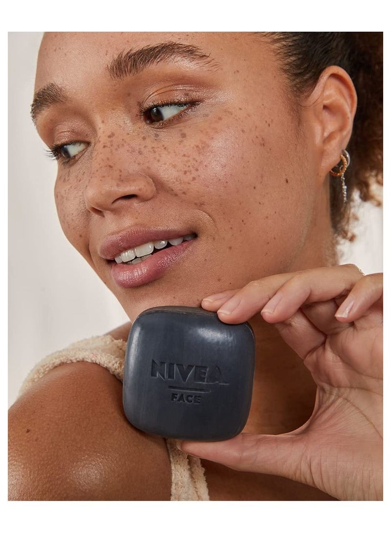 NIVEA MagicBAR Exfoliating Charcoal Face Cleansing Bar (75g), Active Charcoal Face Cleanser, Plastic-Free Facial Cleansing Bar, Facial Cleanser with Recyclable Packaging - Image 3