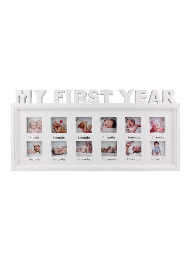 Estamico My First Year Frame Baby Picture Keepsake Frame For Photo Memories White - Image 1