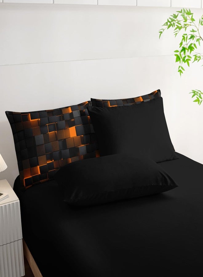 Nttopship Geometric Yellow Black King Comforter Set,Light Honeycomb Bedding Set 7 Piece in A Bag,Bed Sheet Set Geometry Decor,Microfiber Lightweight All Season - Image 5
