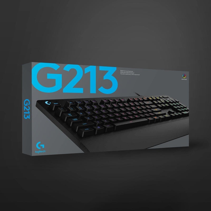 Logitech G G213 Prodigy Gaming Keyboard, RGB Lightsync Backlit Keys, Spill-Resistant, Customizable Keys, Dedicated Multi-Media Keys, Qwerty Us International Layout - Black - Image 2