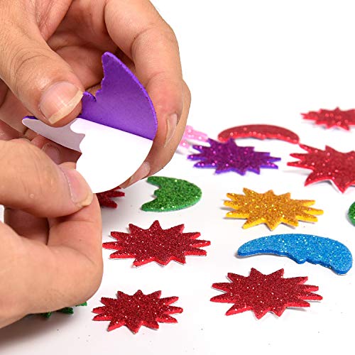 iKammo [6 Pack] Glitter Foam Letter Stickers Foam Stars Heart Self-Adhesive Stickers 3D Color Journaling Stickers for Kids Creative Toys DIY Scrapbooking Card Making Accessories,Assorted Mixed Colors. - Image 3